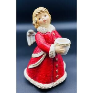 Red Goebel Christmas Angel with Candle Holder Frobek # 42 329 22 Figurine